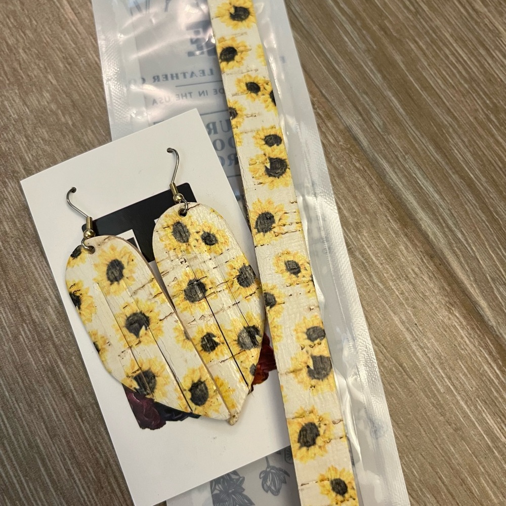 NEW Sunflower bracelet & earrings by Flourish Leather Co